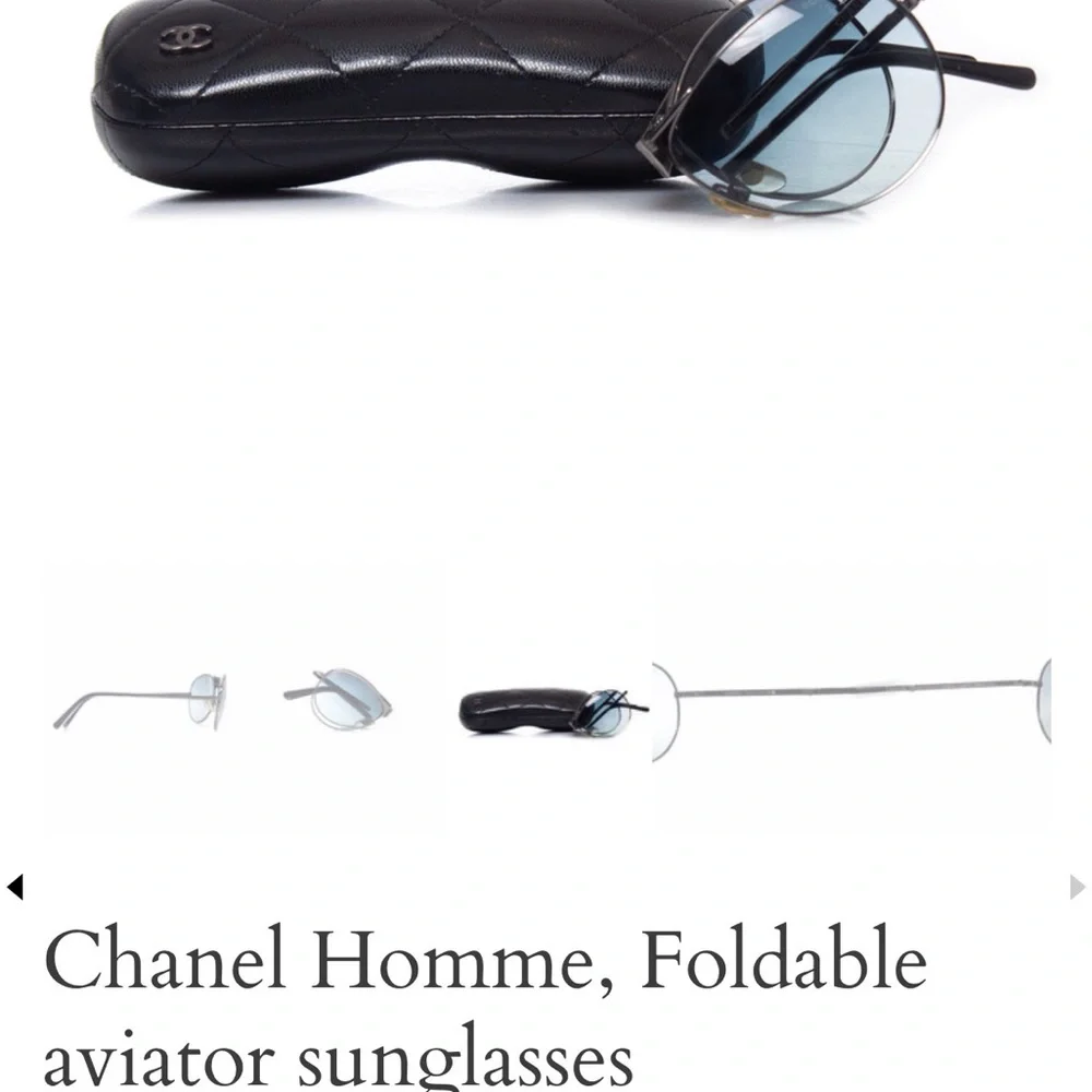 CHANEL Homme Gold Foldable Aviator Sunglasses - Picture 9 of 9